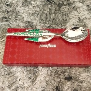 Reed & Barton holiday serving spoon and casserole spoon rest by Neiman Marcus